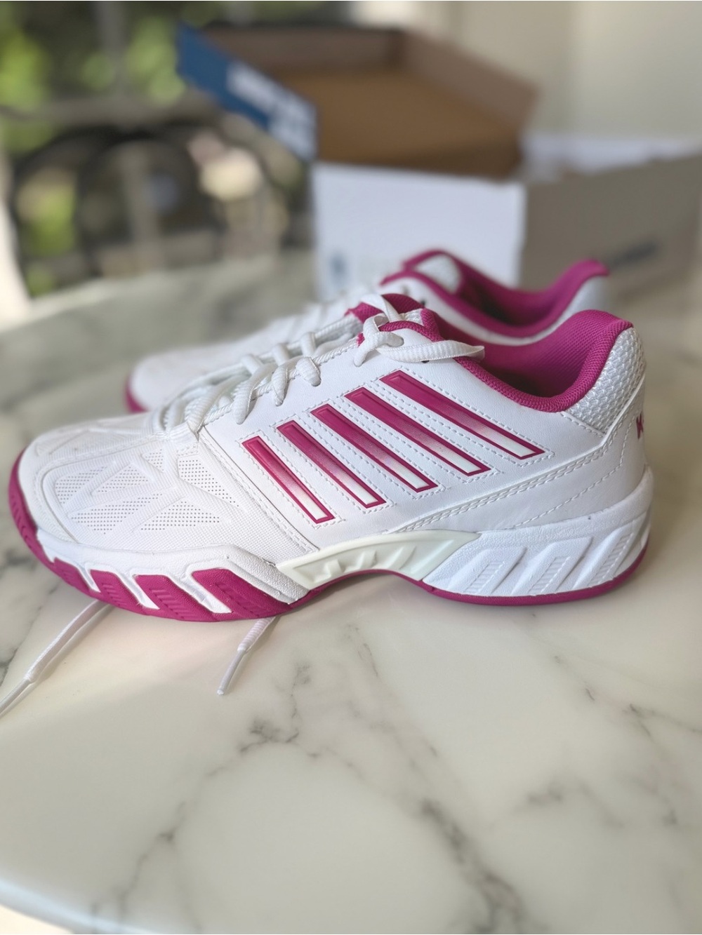 K-Swiss Bigshot Light 3 Tennis Pickleball Shoes White Pink Sz 8 - Picture 6 of 9